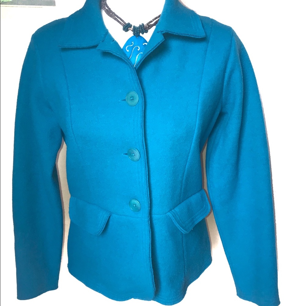 Jones New York Sport Wool Turquoise Blue Blazer Size:PS
